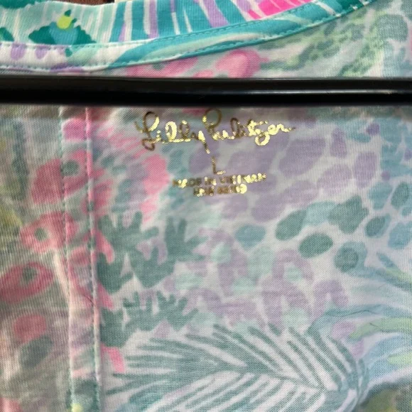 Lilly Pulitzer Pink, Green & Blue Floral Puff-Sleeve Dress - Picture 2 of 6